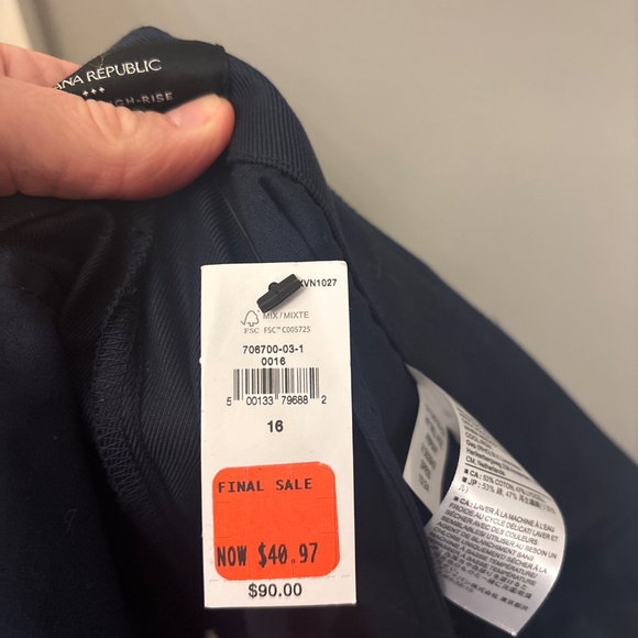 Banana Republic Factory 16 navy blue high rise wide leg cropped pants new NWT - Picture 7 of 8